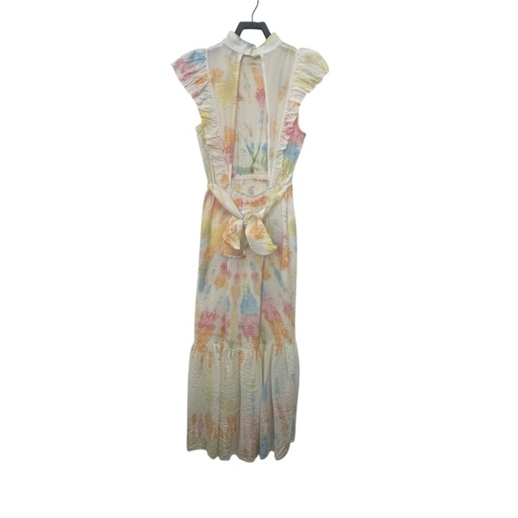Young Fabulous & Broke Cruz Open Back Ruffle Maxi Dress Papaya Summer of Love S - Picture 3 of 8